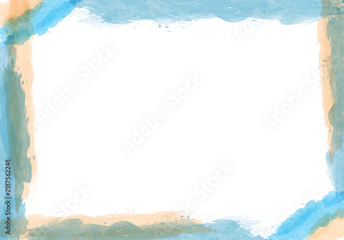 Abstract Teal Blue Watercolor Splash Frame Background