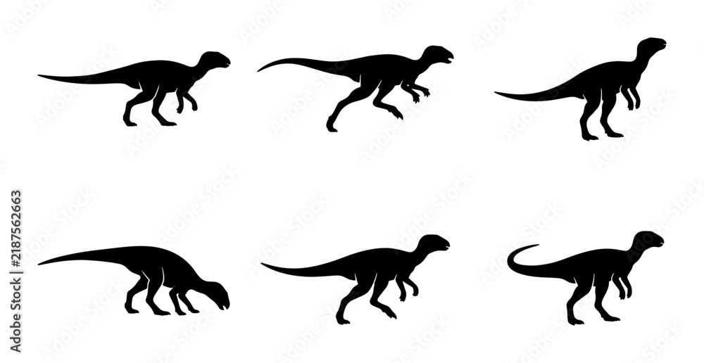 Obraz premium Dinosaur Silhouettes Collection, Prehistoric Animal Icons, Jurassic Era Vector Set, Paleontology Graphics