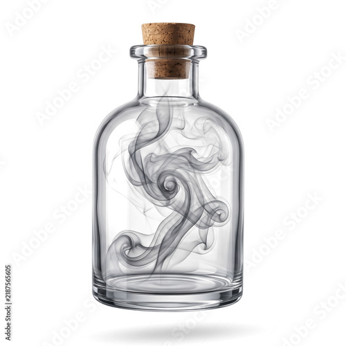 Floating Potion Bottle with Swirling Smoke | Transparent