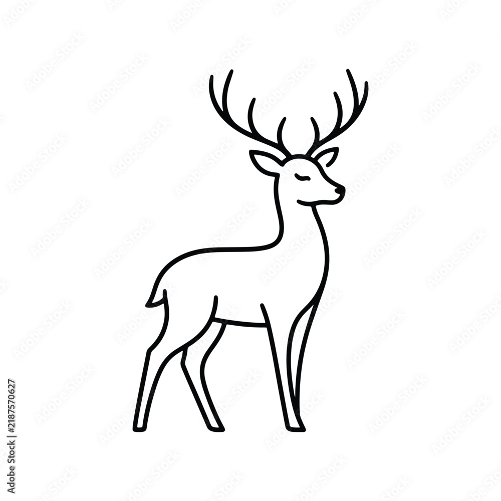 Fototapeta premium Deer Clean Line Art Logo