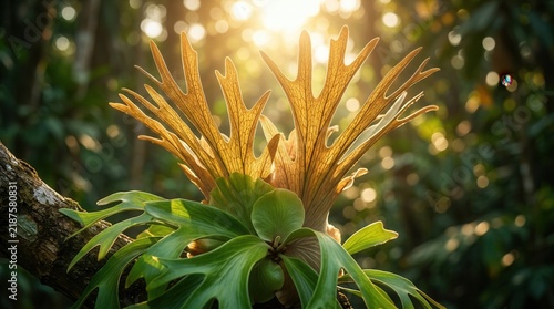 Deer antler nail plants, part of the Platycerium group of epiphytic ferns, shown for a World Plant Day botanical study
