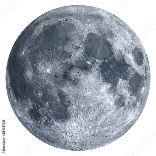 Bild auf Leinwand Detailed View of the Silvery Full Moon Surface