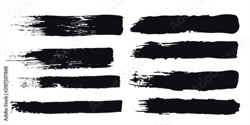 Brush strokes vector. Set of text boxes. Paintbrush collection. Grunge design elements. Dirty texture banners. Painted rectangles and long strokes