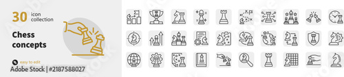 Set of 30 thin line vector icons representing disco and party concepts with party symbols
