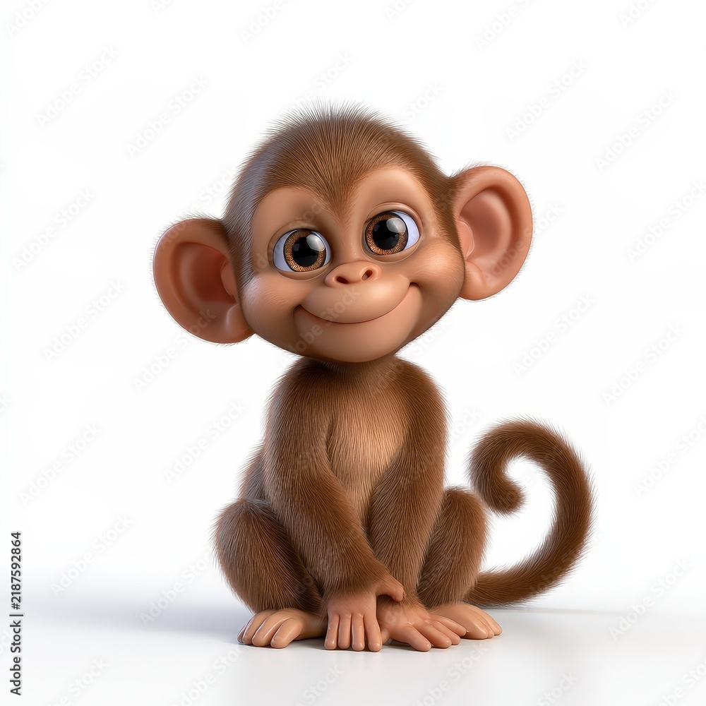 Obraz premium Adorable Animated Monkey Sitting and Smiling