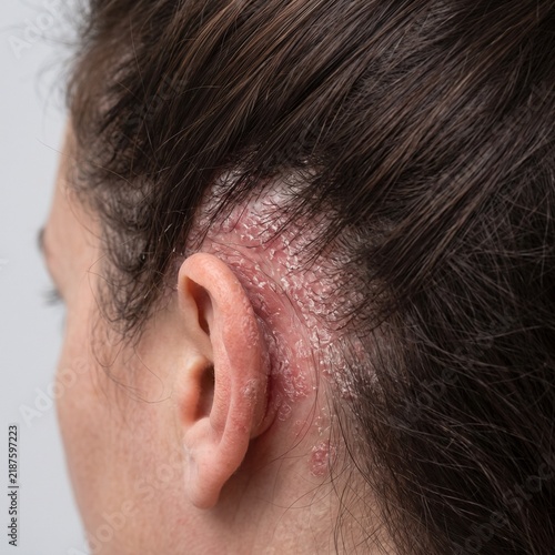 Scalp Psoriasis With Scaly Inflamed Skin, Chronic Dermatological Condition