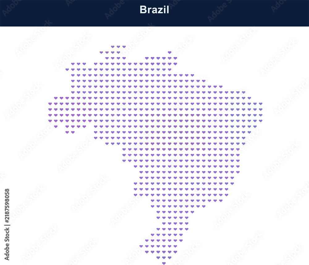 Fototapeta premium Abstract map of brazil made with small colorful digital dots and grid patterns