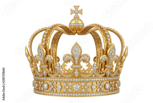 Картината върху платно Imperial Golden Royal Crown Adorned with Diamonds and Fleur de Lis