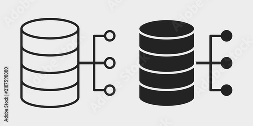 SaaS Database Icon represents software services, cloud databases, data storage, online platforms, information management, and digital business systems with editable outline and fill.