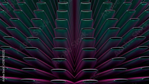 Obraz na płótnie Radial Cylindrical Pattern Background, Green Purple Gradient