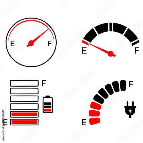 Automotive Fuel Gauge and Dashboard Line Art Collection