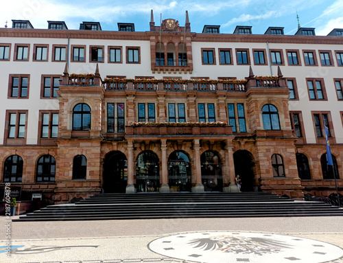 Front view of the New Town Hall in Wiesbaden, Germany