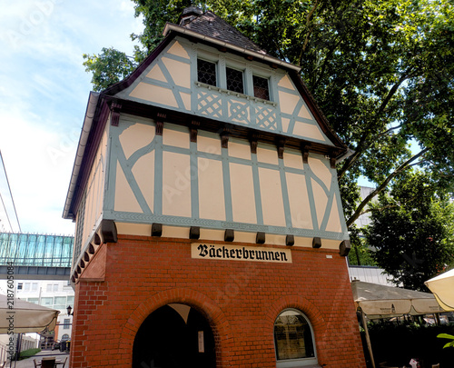 Half-timbered Bäckerbrunnen fountain house in Wiesbaden