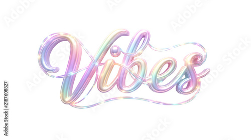 3d iridescent holographic typography vibes isolated on transparent background
