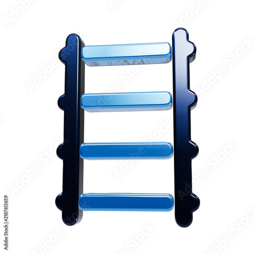 Obraz na płótnie Shiny dark blue vertical ladder with four rungs and rounded edges on black backg