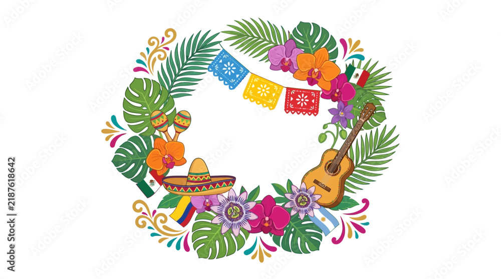 Fototapeta premium Hispanic Heritage Month Cultural Festival Decoration Collection