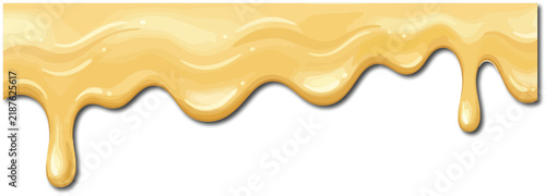 Yellow melted caramel or honey dripping smoothly isolated on transparent background. Perfect for sweet dessert menu concepts.
