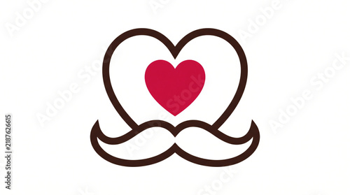 Heart with mustache graphic vector icon for modern love and romance design concepts