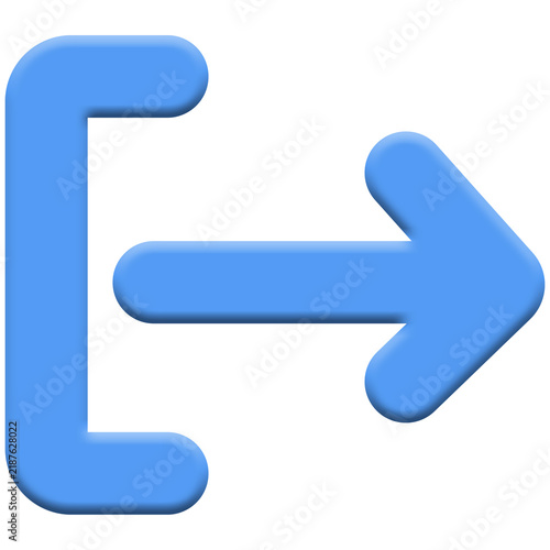 Cuadro en lienzo Blue exit icon or sign out symbol, logout arrow graphic isolated on white backgr