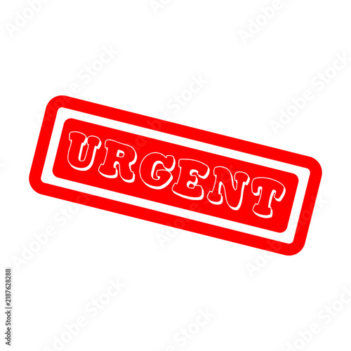 Bright red urgent rubber stamp impression with a bold rectangular frame for important business documents