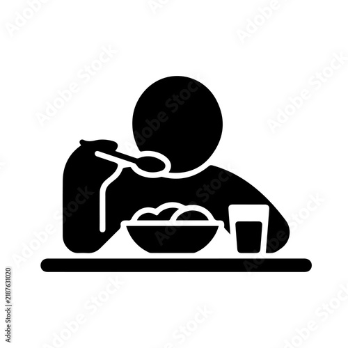 Person Eating Food at Table Icon Vector Illustration for Restaurant Dining and Meal Symbol