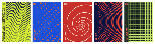 Obraz na plátne Spiral curve line poster background set in red and navy