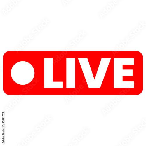 Red Live Stream Badge Button Logo Icon Isolated on White
