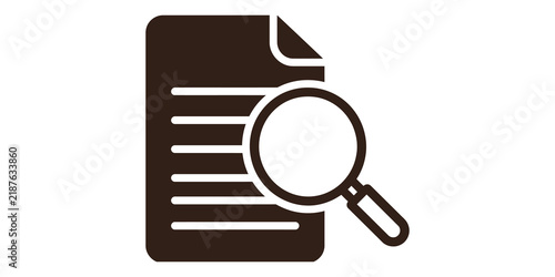 Obraz na płótnie Document search icon with magnifying glass for file analysis and data discovery