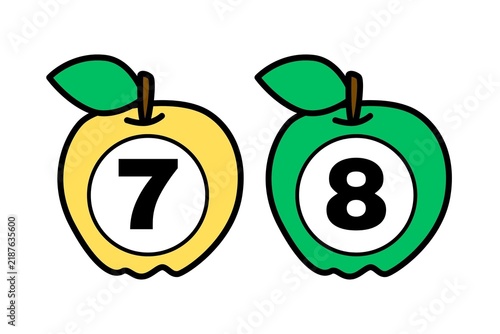 Cute Apple Numbers Seven and Eight Learning Illustration