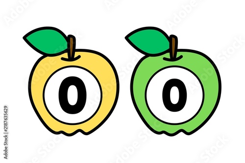 Cute Apple Number Zero Learning Illustration