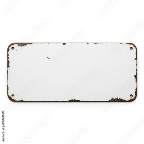 Rusty metal license plate frame with four holes