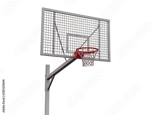 Konstfotografi Basketball hoop and backboard isolated on white background for sports equipment