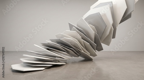 A captivating digital rendering of a flowing abstract form suggesting movement and transformation in a minimalist space