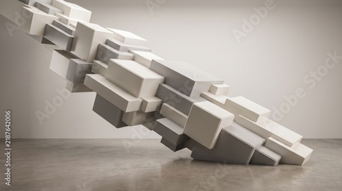 A captivating arrangement of geometric shapes creates a modern minimalist and thought provoking abstract composition