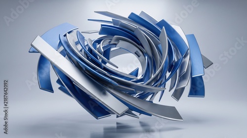 Intricate blue abstract sculpture a dynamic composition of form light and modern artistic expression