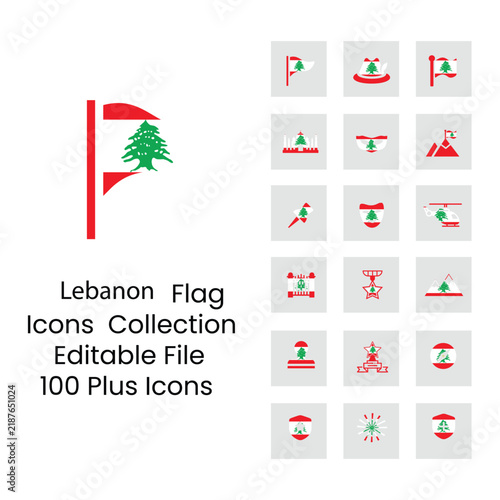 Lebanon flags icons 18 styles