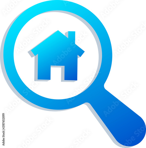 3D property Search Icon Isolated on White Background