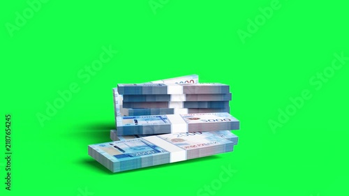 Falling Russian Currency Banknotes - 4K Motion Graphics with Chroma Key