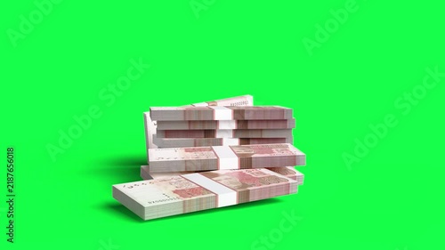 Falling Pakistani Currency Banknotes - 4K Motion Graphics with Chroma Key