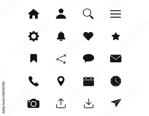 Set of twenty universal line icons for mobile and web application interface design