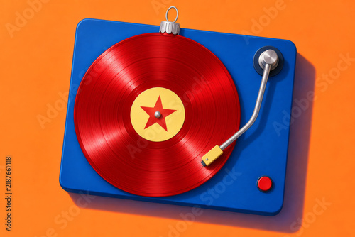 Turntable vinyl record christmas ornament playing holiday music