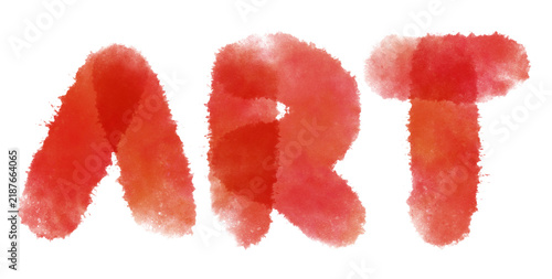 Artistic Watercolor Strokes: The word ART is rendered in vibrant red watercolor splashes, creating a visually dynamic and expressive representation of creativity.