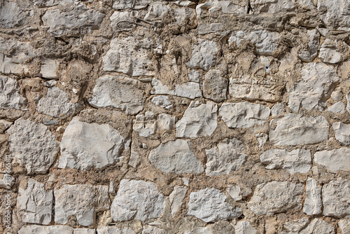 Rough Limestone Stone Wall Texture With Mortar Joints Rustic Masonry Background For Architecture