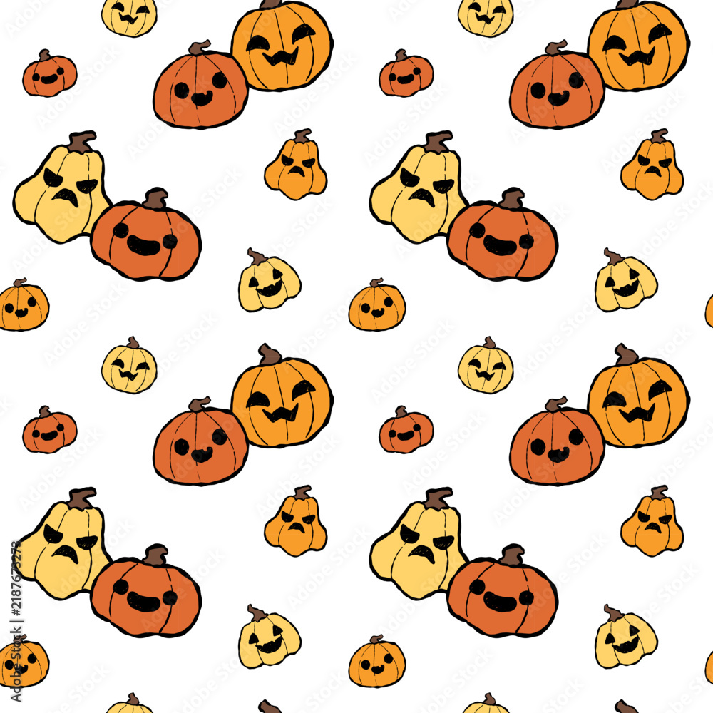 Fototapeta premium Halloween Pumpkin Seamless Pattern, Background