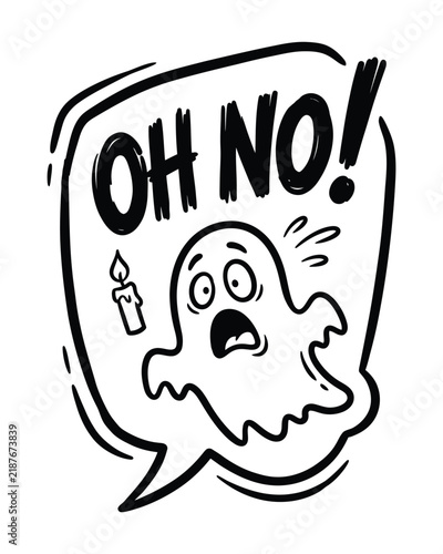 Bild auf Leinwand Cartoon ghost character with candle saying oh no
