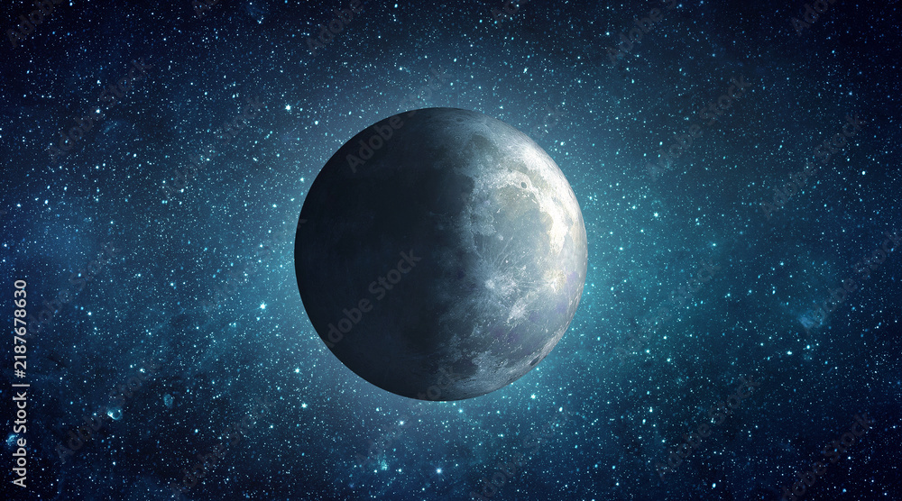 Fototapeta premium Moon on starry night sky. Elements of this image furnished by NASA