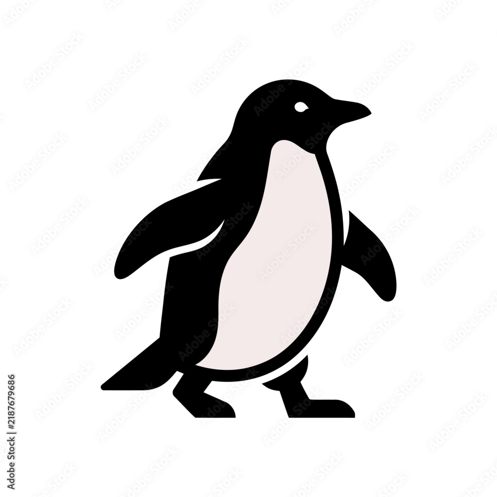 Obraz premium Penguin Walking Silhouette in Cute Minimal Antarctic Wildlife Animal Design
