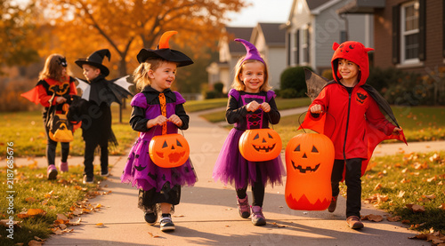 Obraz na płótnie Little kids trick or treating 