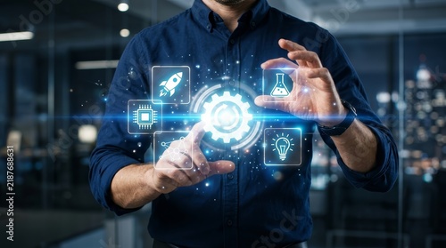 Strategic development through innovation and technology driving progress.