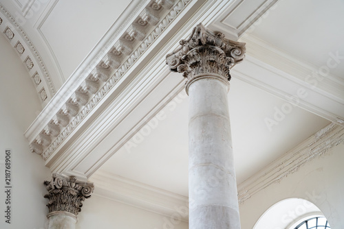 Ornate columns inside historic church